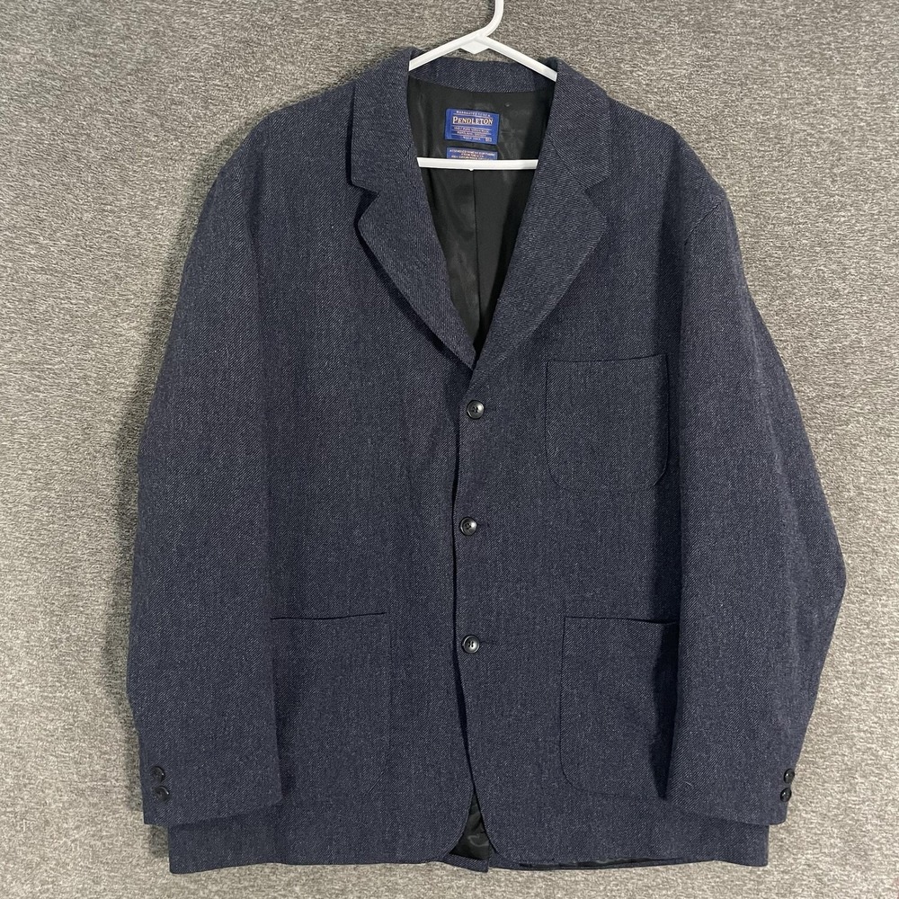 Pendleton Blazer Mens XL Blue Wool Sport Coat Jacket 3 Button Casual